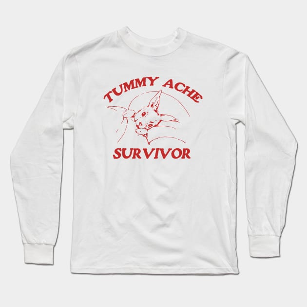 Tummy Ache Survivor T Shirt, Tummy Ache Tee, Meme T Shirt, Vintage Cartoon T Shirt, Aesthetic Tee, Unisex Long Sleeve T-Shirt by Justin green